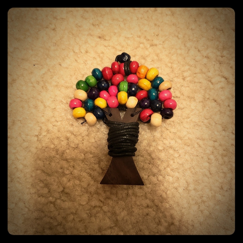Custom made wooden multicolored pendant